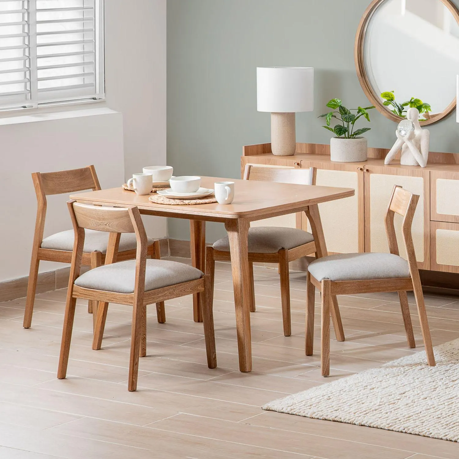 Comedor 4 Puestos Dalton Eurolino Vitore Trigo, Natural