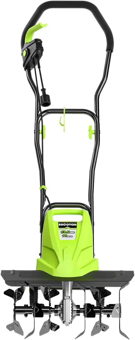Tiller/Cultivator with 6 Steel Tines, 3-Adjustable Wheels, Foldable Tilling Depth Electric Corded Tillers, Electric Garden