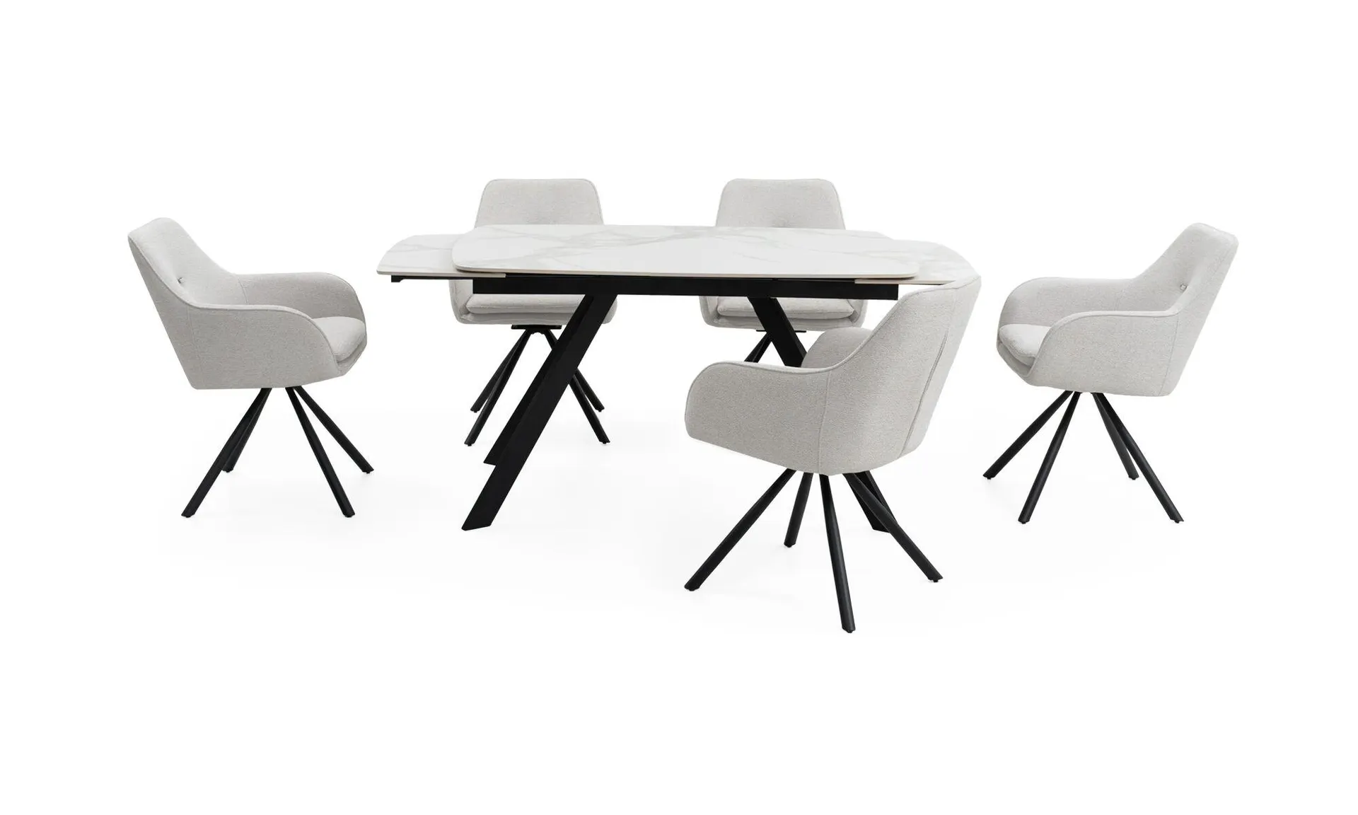 Comedor de Extensión Aston Sinterizado +6 Sillas Torii