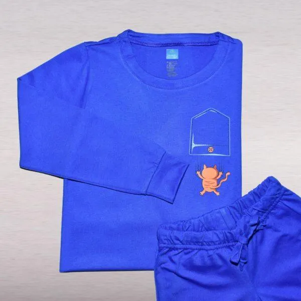 PIJAMA VERANO GATICO AZUL REY JUNIOR M/L