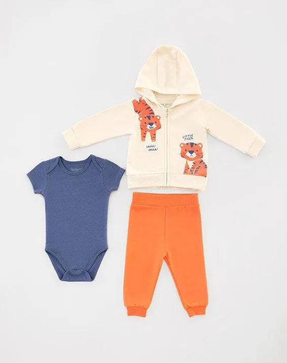set body + buzo + jogger fewot crema 12-18m