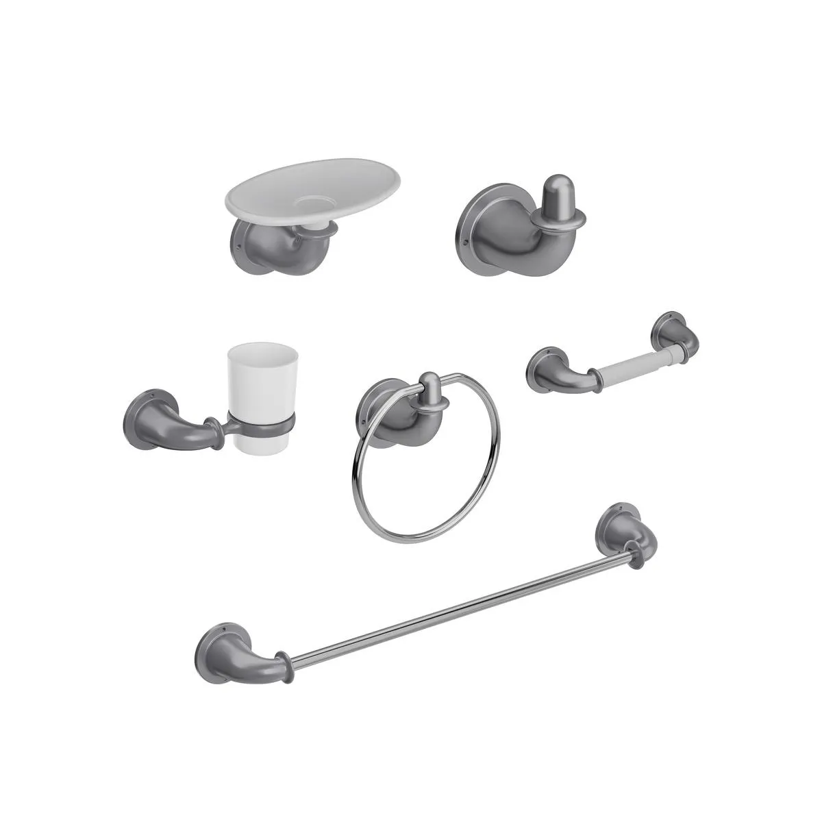 Kit por 6 Accesorios Valencia gris perlado