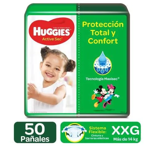 Panal Huggies Active Sec Talla Xxg Pqte X 50 Und