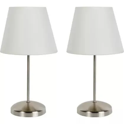 Set x2 Lámpara de Mesa Lyon 1 Luz Rosca E27 Beige - Niquel