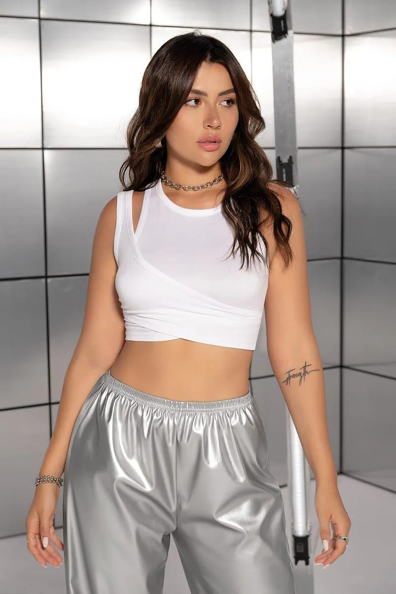CROP TOP MANGA SISA Blanco