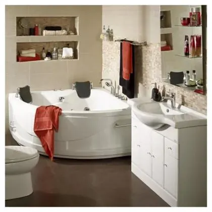 Tina Hidromasaje Angular 150x150x60 cm Para 2 Personas 8 Jets Blanca