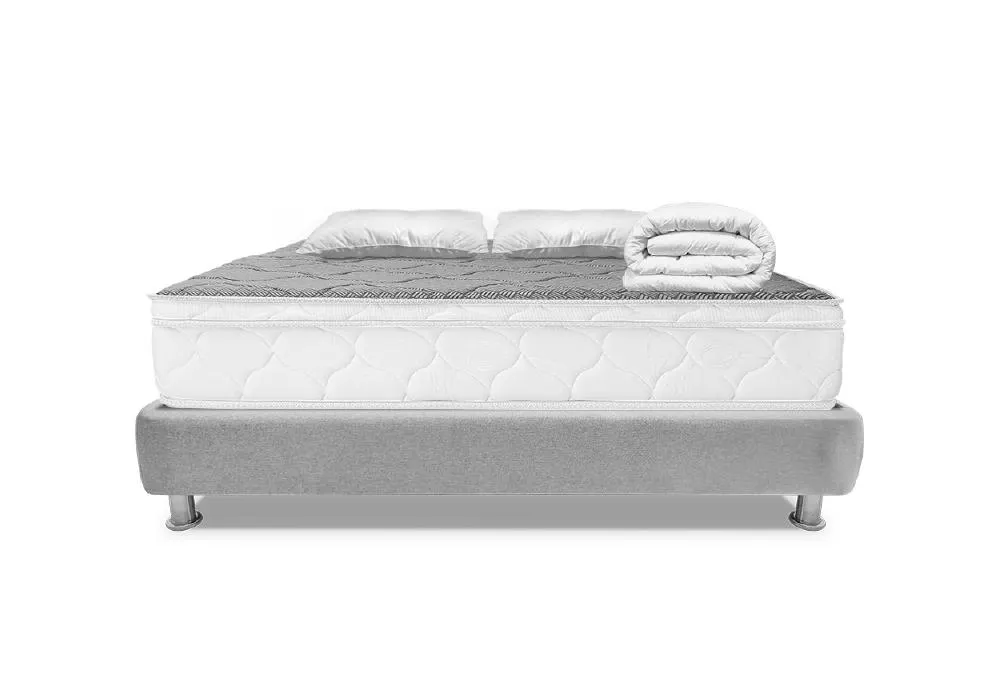 Combo Colchón Resortado Silver Soft + Base Cama + Almohada + Protector