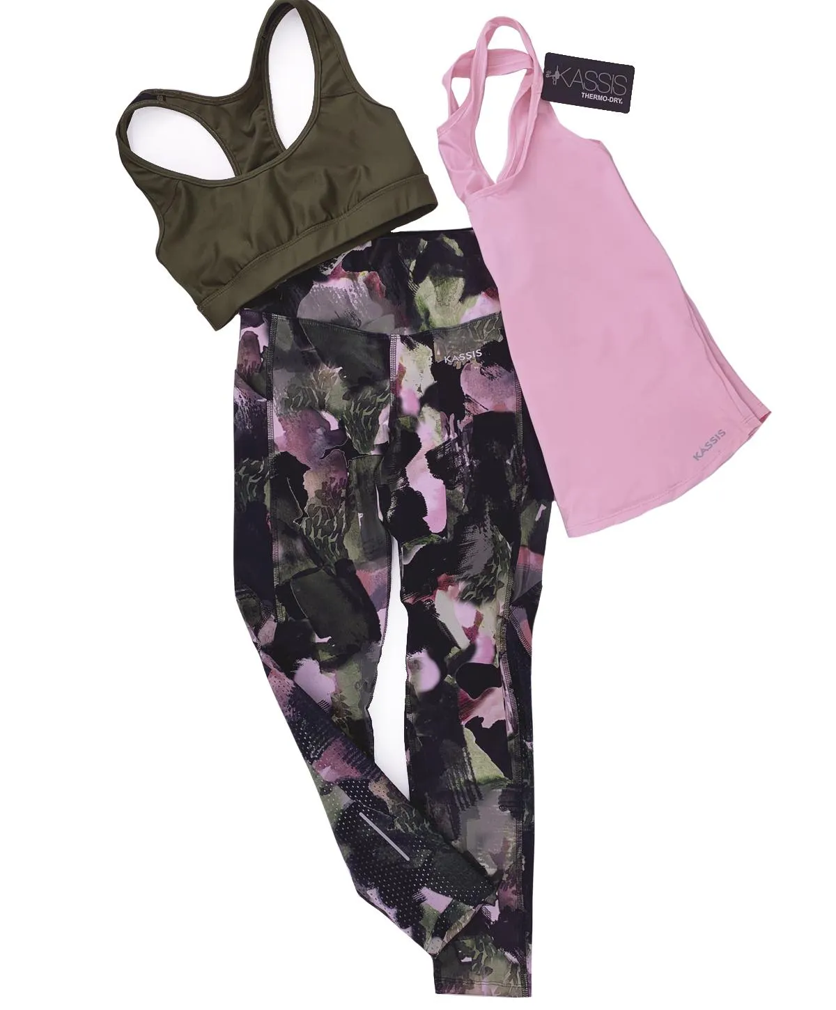 KIT TOBILLERO SHAPE + TOP ARMY + BLUSA ROSADA