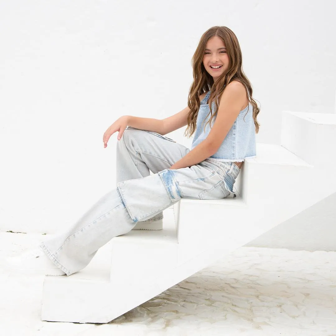 DEMIN CARGO JEANS FOR GIRLS
