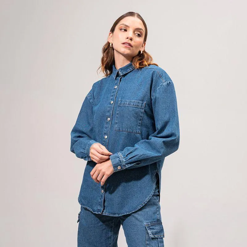 Camisa Amplia Larga Manga Larga Lanscape