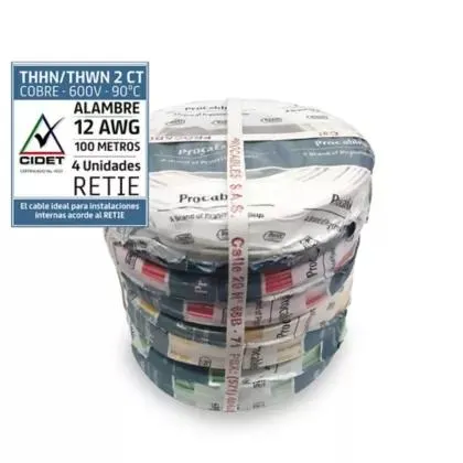 Alambre De Cobre #12 Propack 4 Unidades 100M (Blanco/Rojo/Amarillo/Verde)