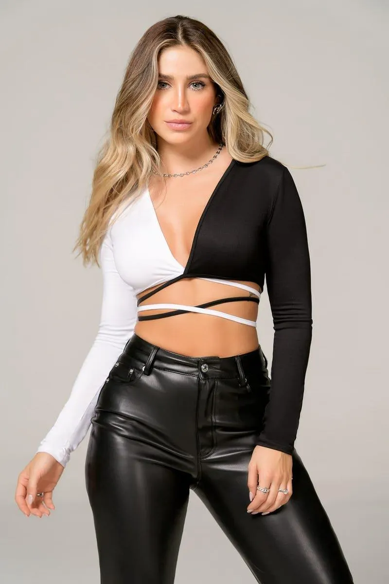 CROP TOP MANGA LARGA Multicolor