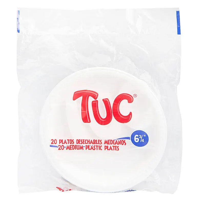 Plato plástico x 15.5 cm blanco Tuc x 20 und