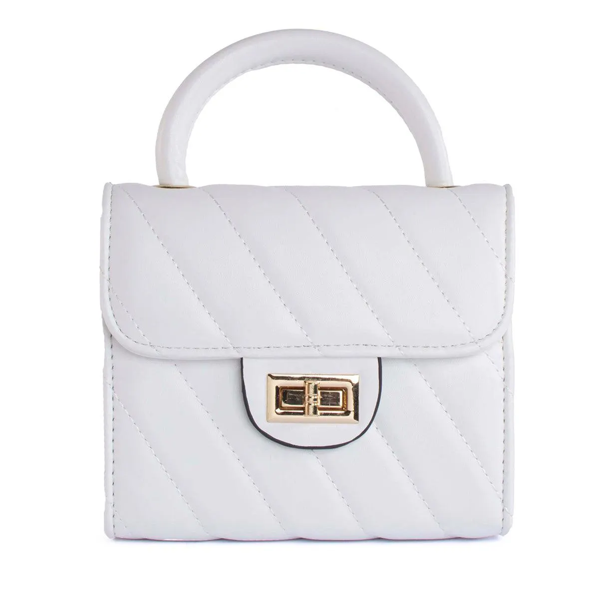 Bolso tipo cartera color blanco con costuras en diagonal