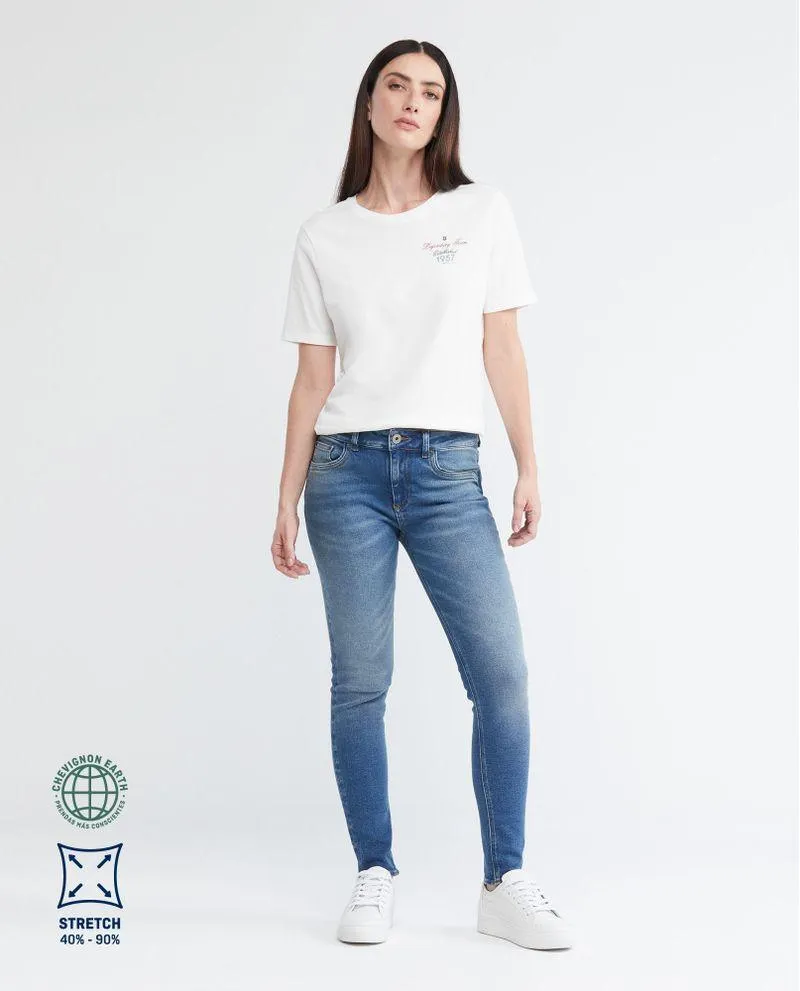 Jean de Mujer High Rise, Cosmo, Bota Skinny - Azul Medio