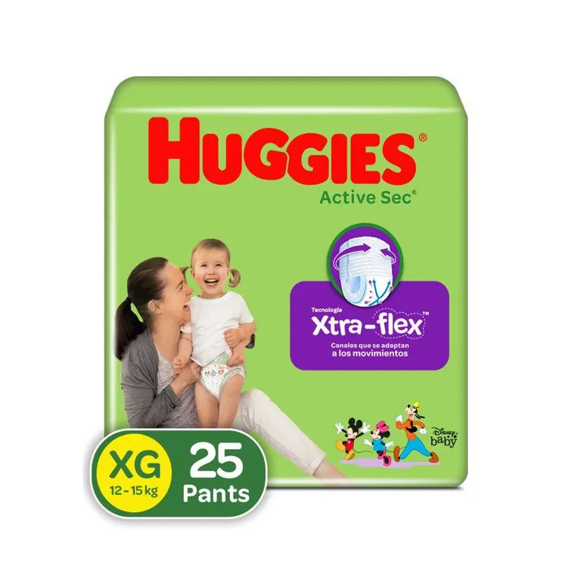 Panal Huggies Active Sec Pants Talla Xg Pqte X 25 Und