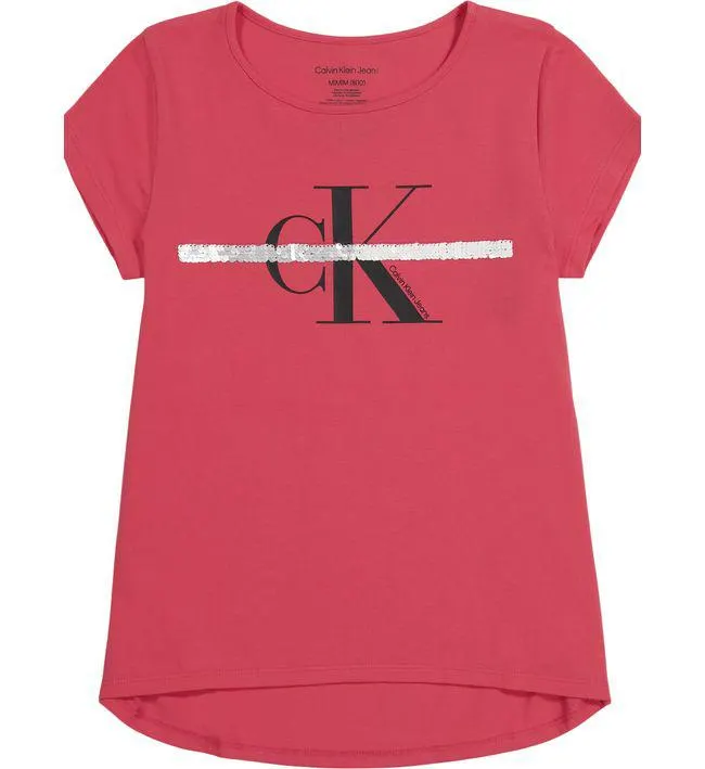Camiseta Manga Corta Niña Rosado Calvin Klein