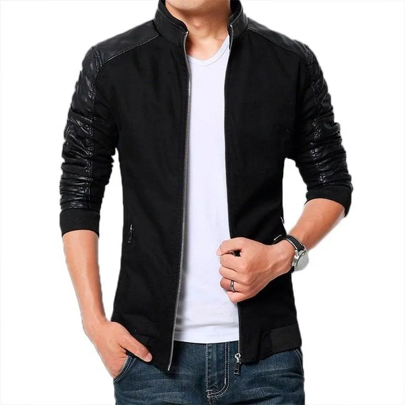 Chaqueta Hombre Drill Cuero Sintético-Negro