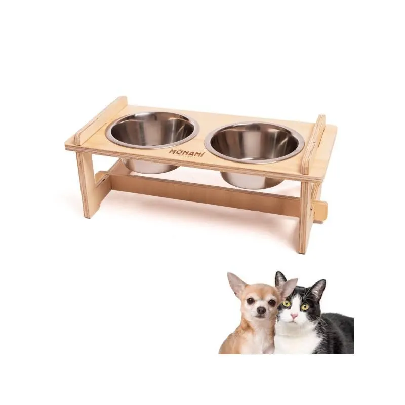 Comedero doble elevado en madera para perro Pequeño - S