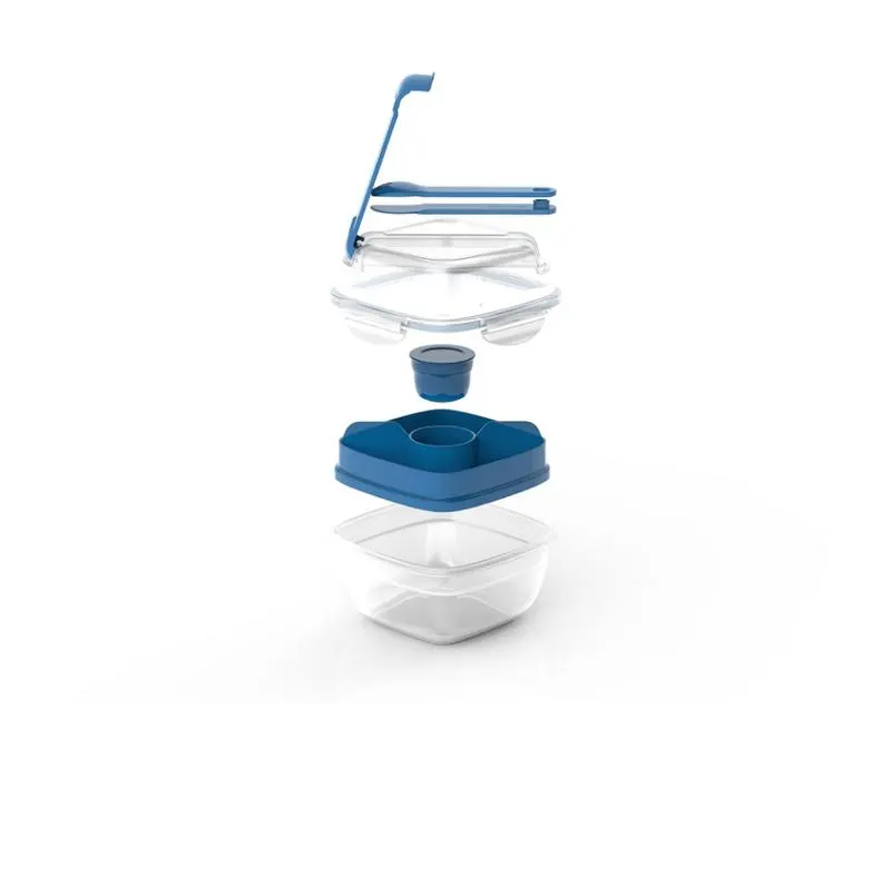 Recipiente Para Ensalada 3 En 1 - 950 Ml Azul