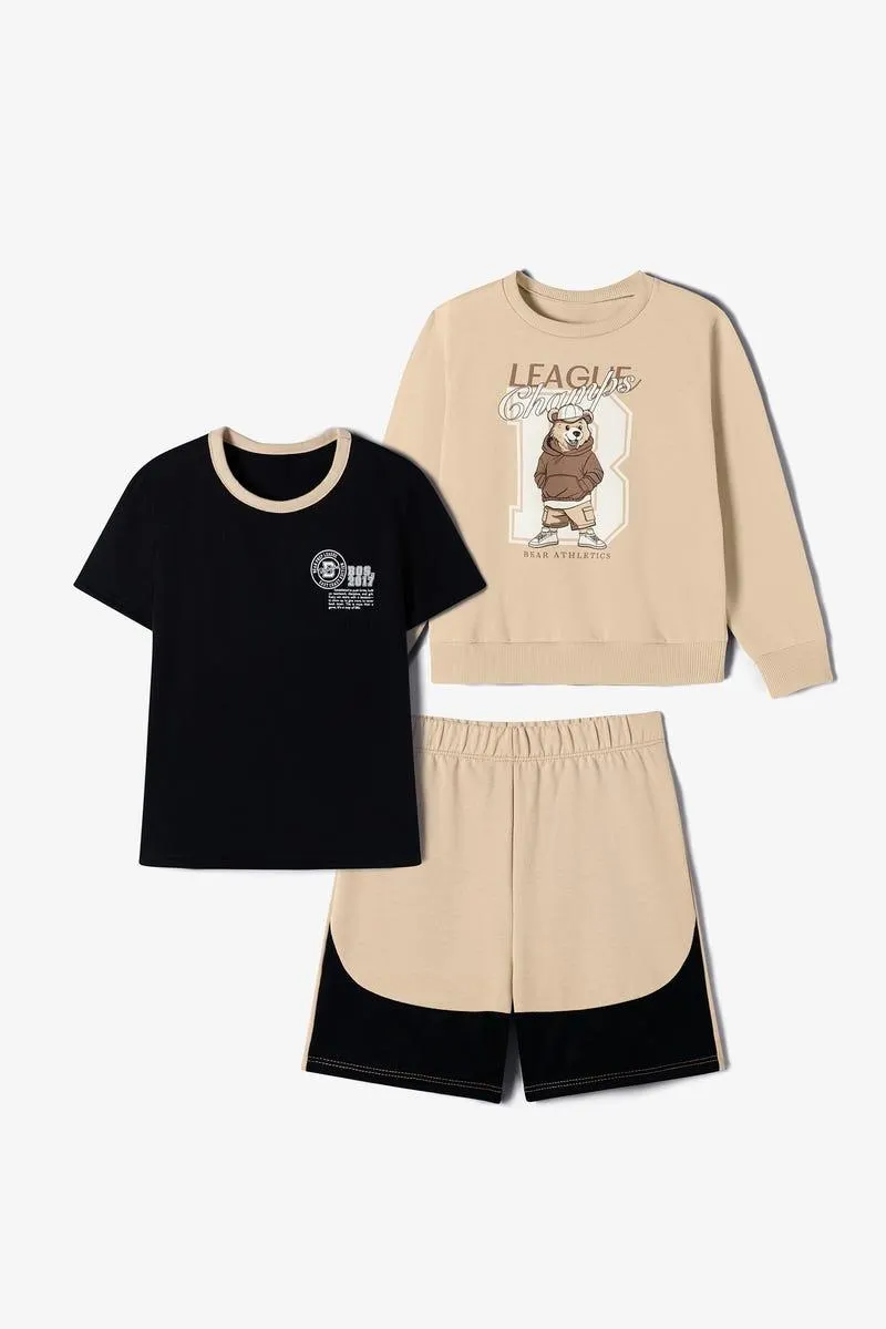 CONJUNTO X 3 BUZO-CAMISETA-BERMUDA Multicolor