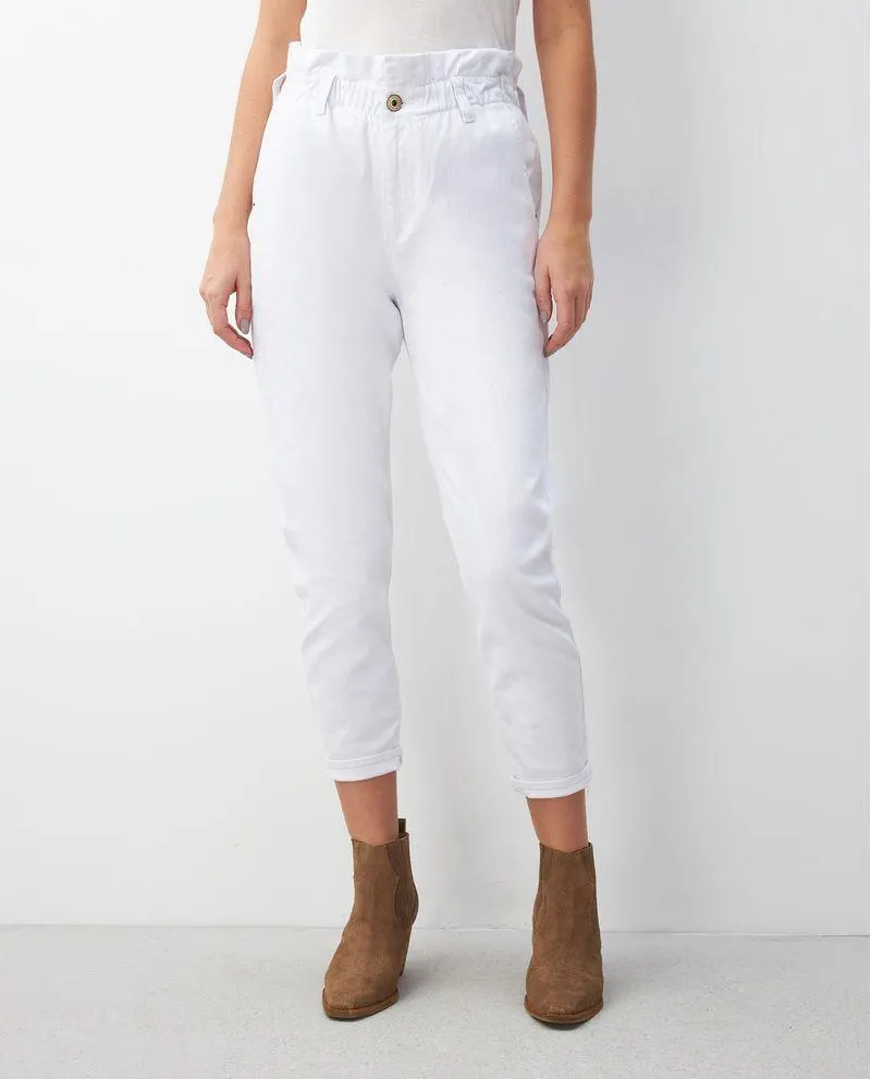 Jean de Mujer Paper Bag Fit Pulse, High Rise Bota Skinny - Blanco