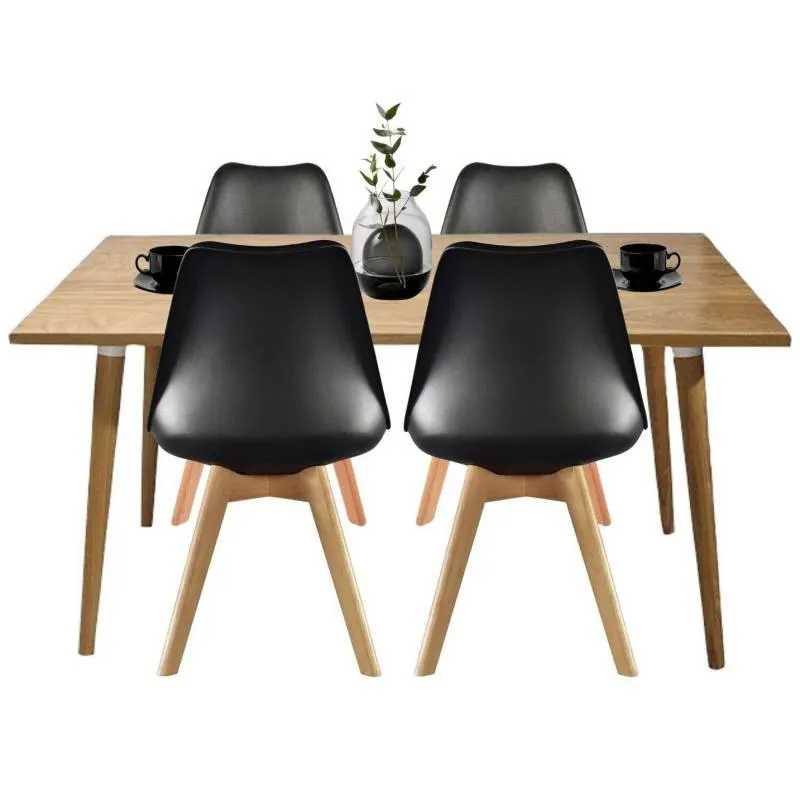 Comedor madera robledo con silla milano Negro