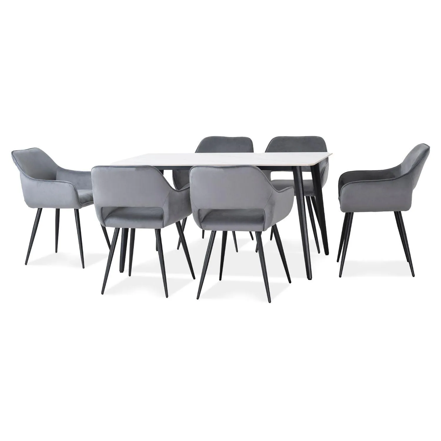 Comedor 6 Puestos Tiziano Suede Plomo