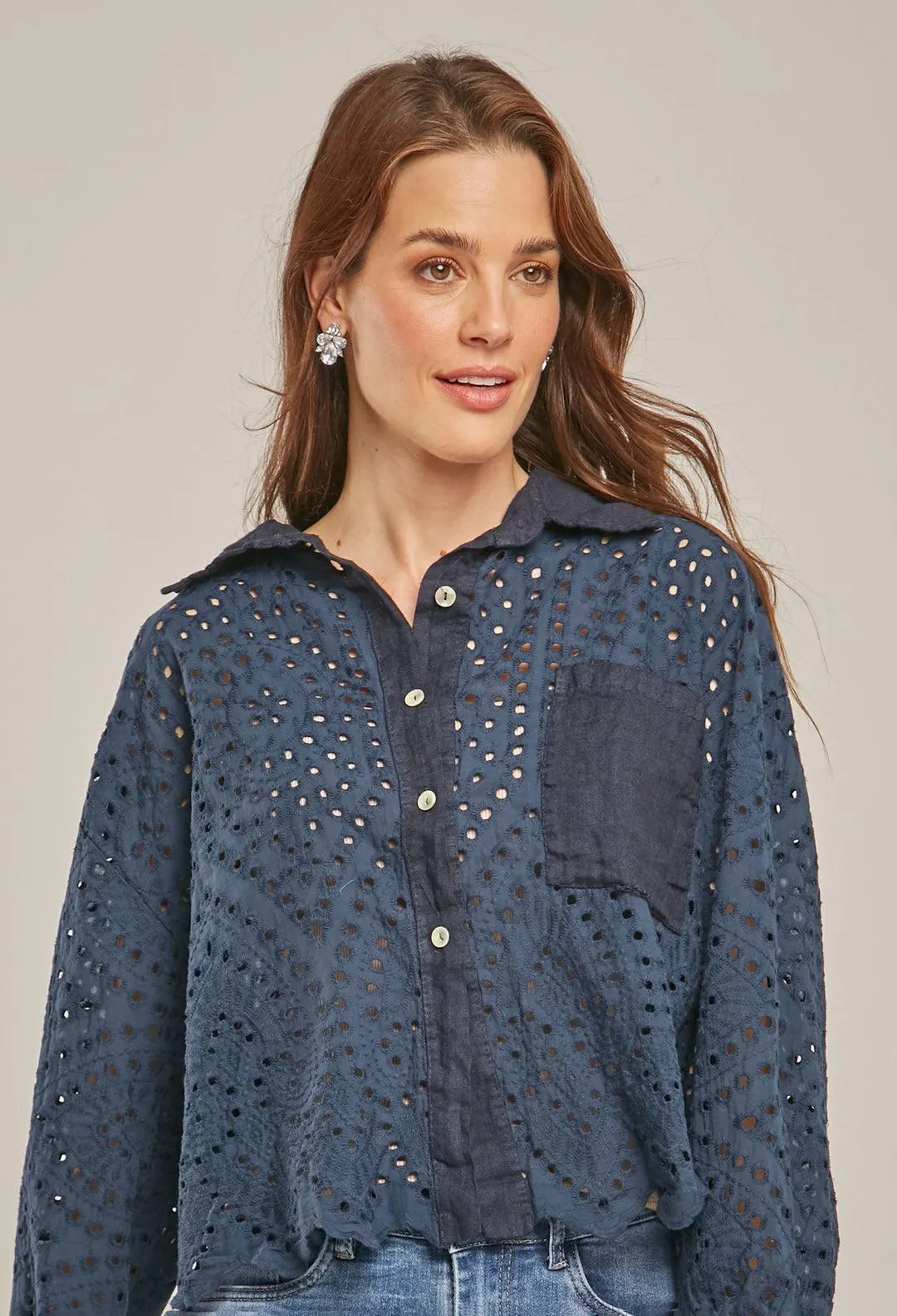 Camisa Ojalillo Crop Mujer NEW