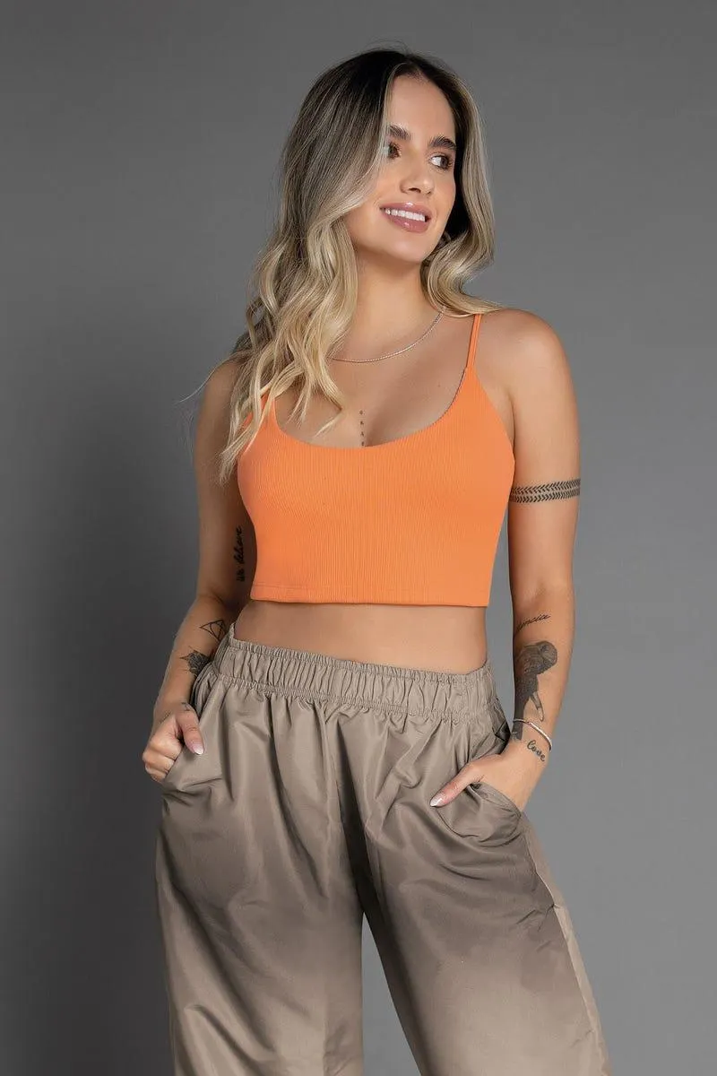 CROP TOP TIRAS Naranjado