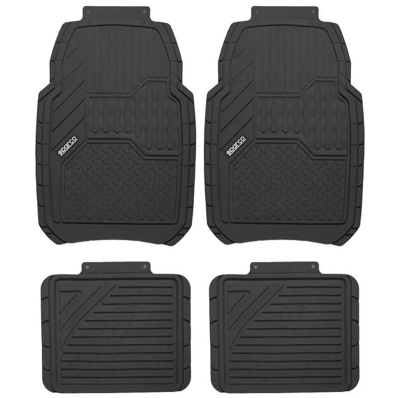 Tapete Carro Piso 4 Piezas Goma Negro Sparco Spc1917Bk