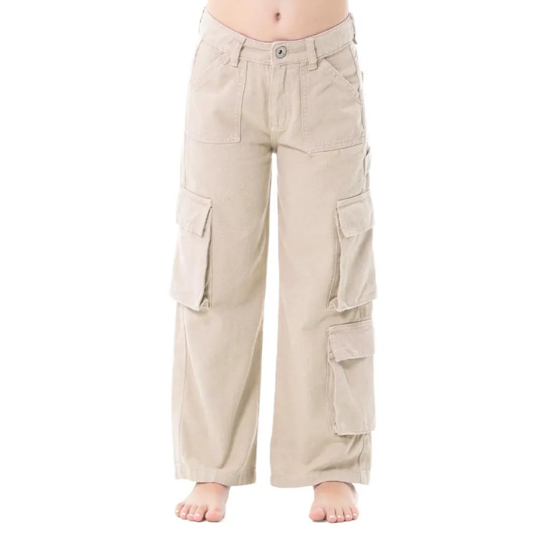 KHAKI CARGO PANTS FOR GIRLS