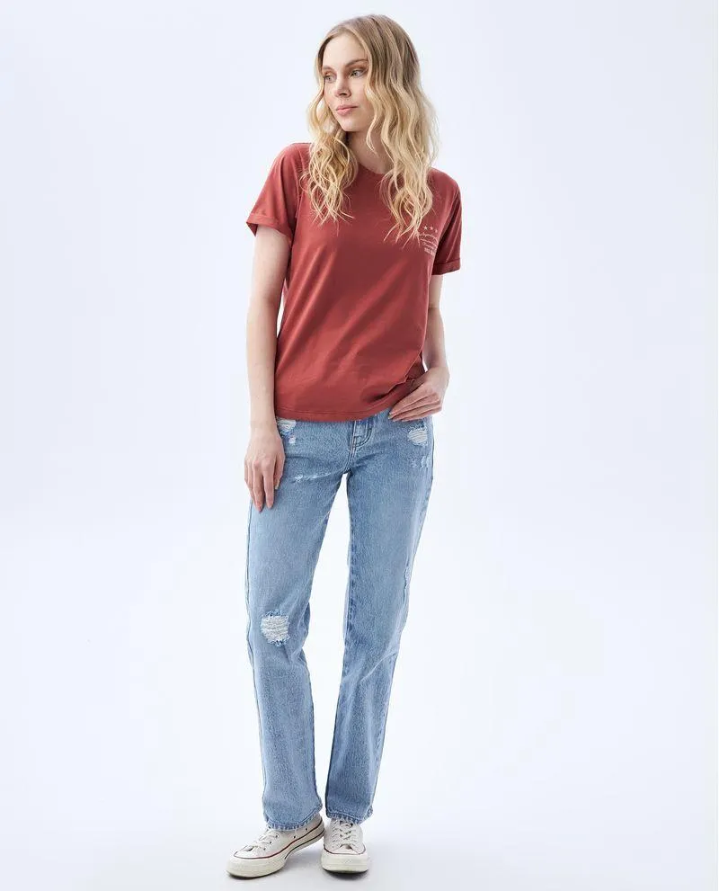 Camiseta con estampado en espalda para mujer