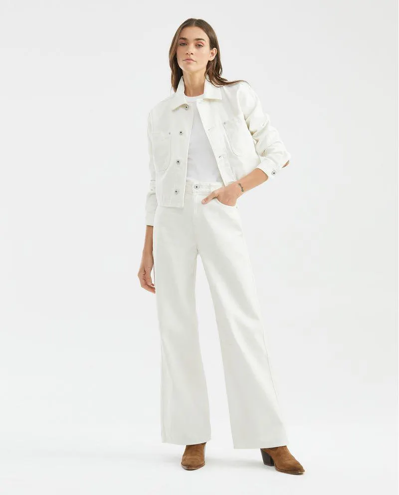 Jean de Mujer Wide Leg, Bota Relaxed - Gris Crudo