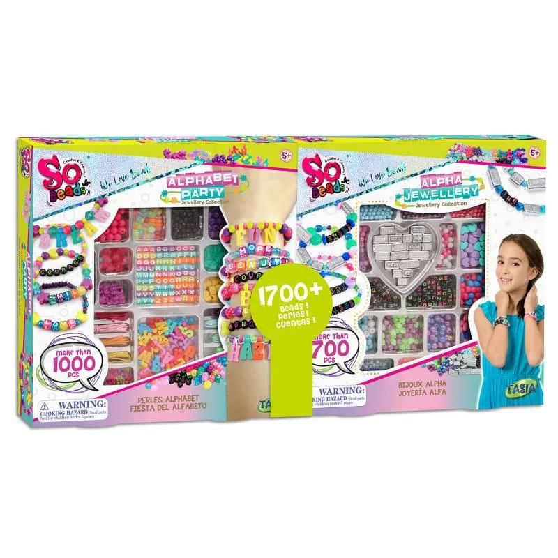 Kit de Joyería Fiesta del Alfabeto y Joyería Alfa, incluye más de 1000 acessorios, a partir de 5 años