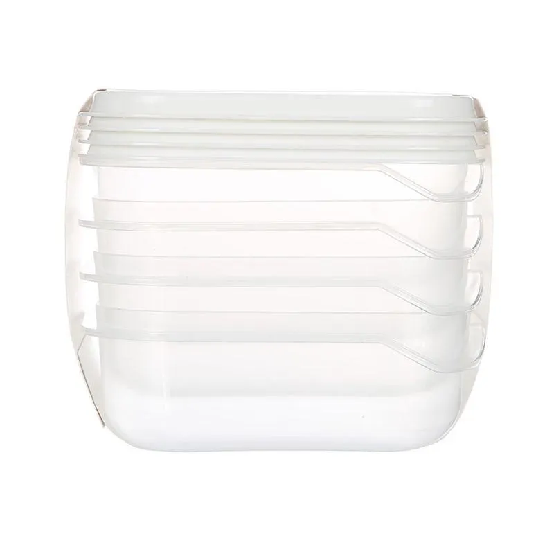 Contenedor De Plastico 400Ml 4 Pzas, Blanca