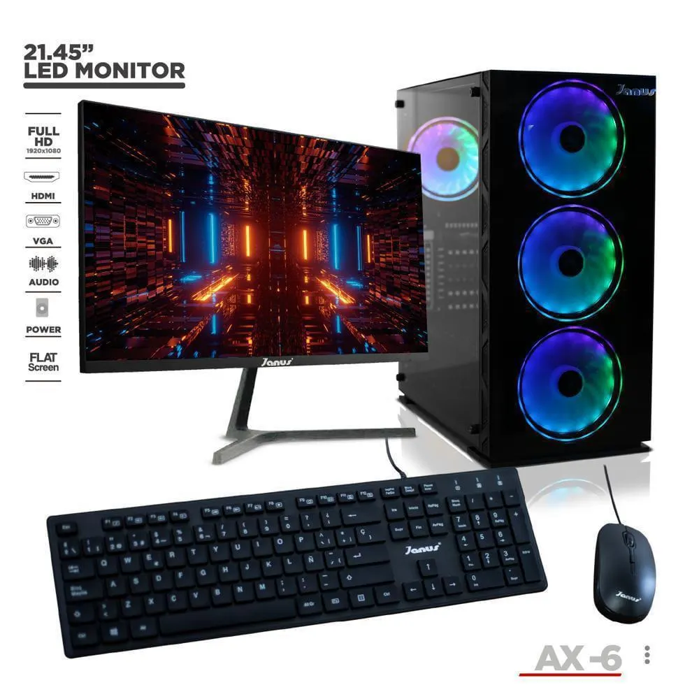 Computador Gamer Ryzen 5 5600G / 16Gb Rgb / Ssd 512Gb / Asrock A520m Hdv / Monitor 22