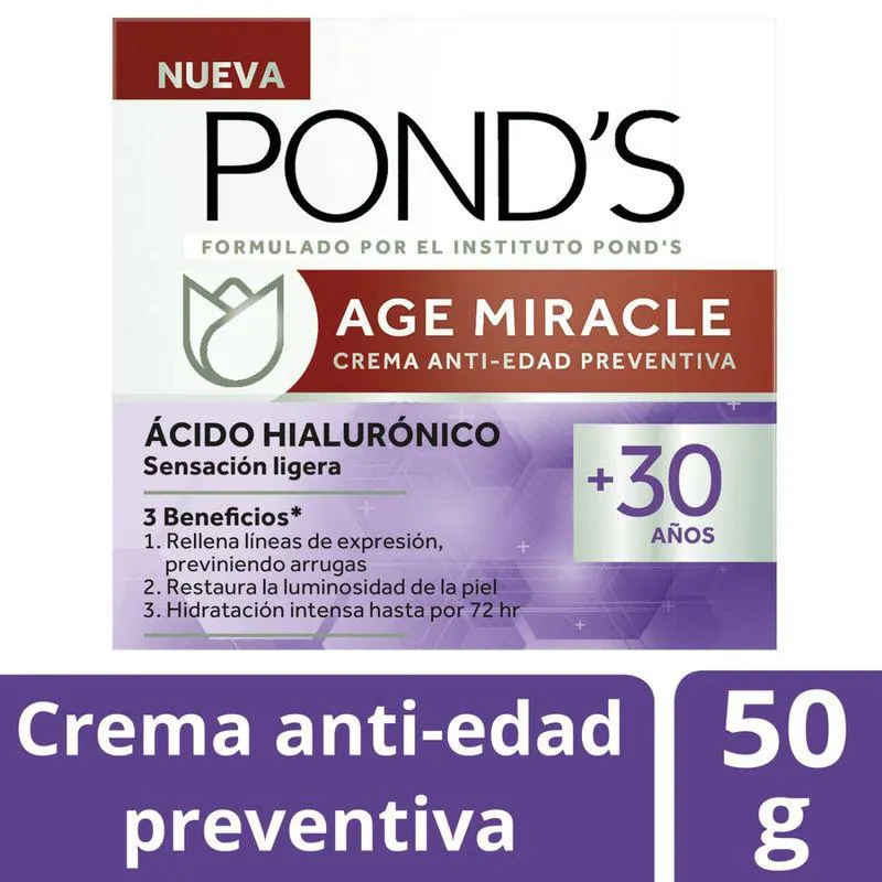 Crema Ponds Age Miracle Acido Hialuronico Frasco X 50 Gr
