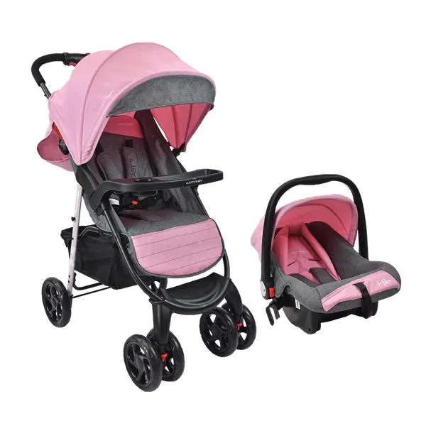 Coche Travel System para Bebé Fast Ts con Portabebé Rosado - Happy Baby