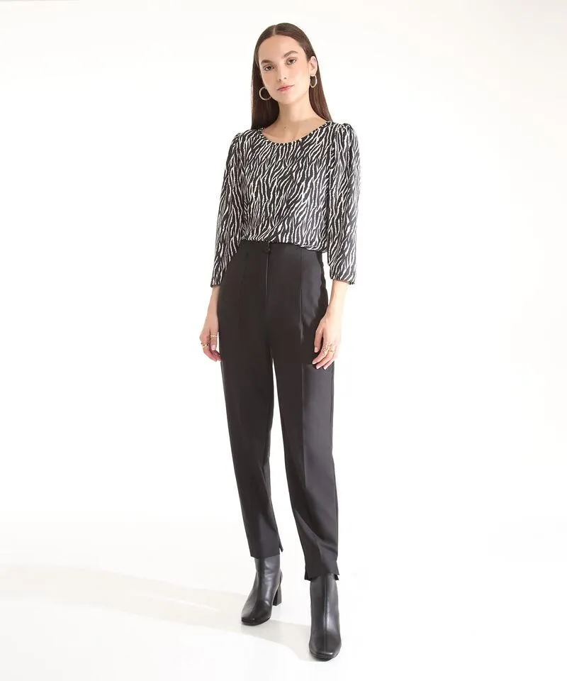 Pantalon Tiro Alto Unicolor