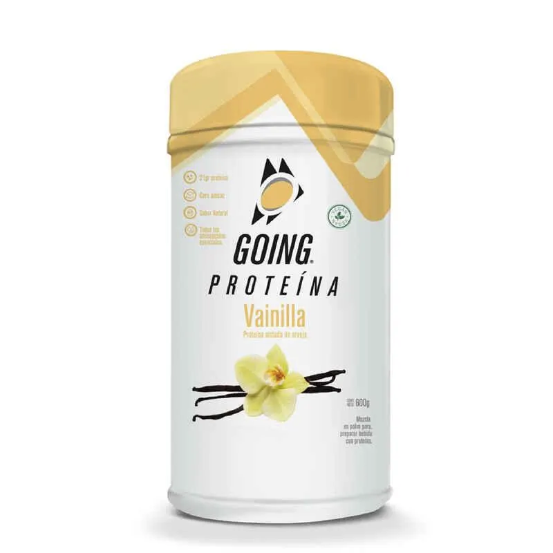 Tarro de proteína de 600gr con 21gr de proteína sabor a vainilla Going