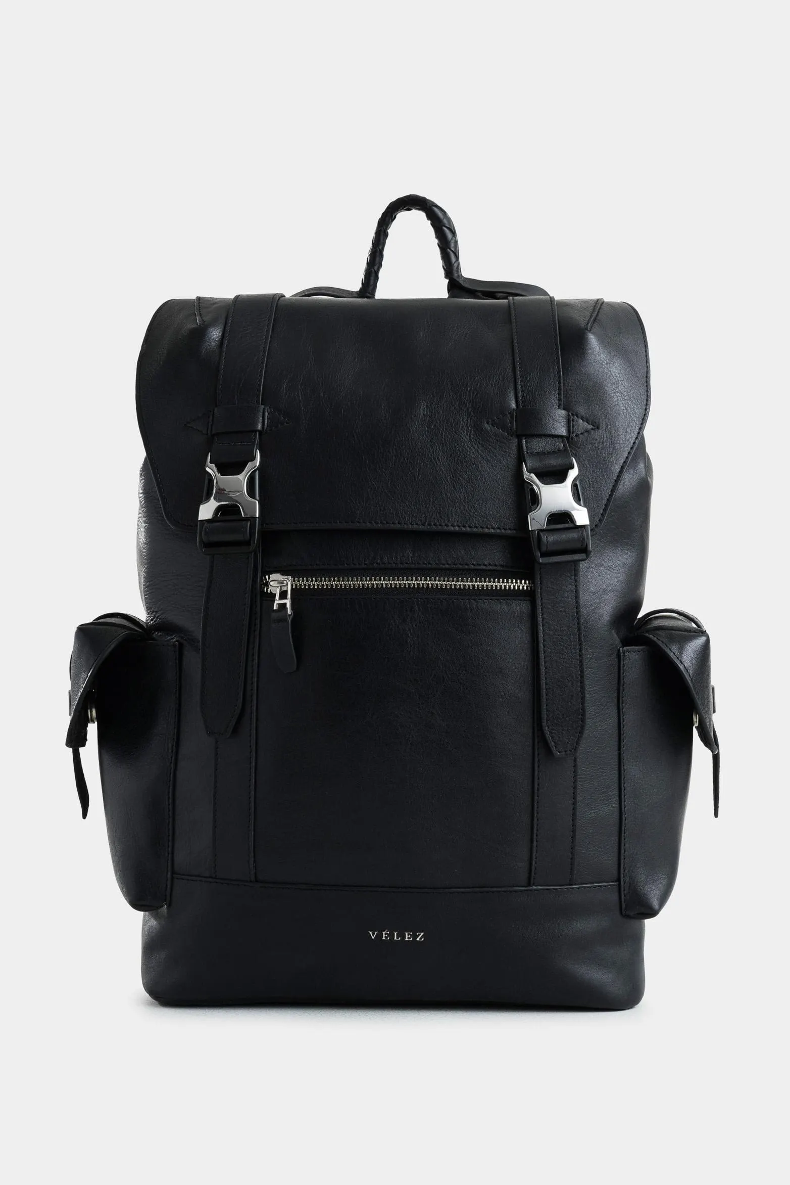 Morral ontario de cuero para hombre manija tejida