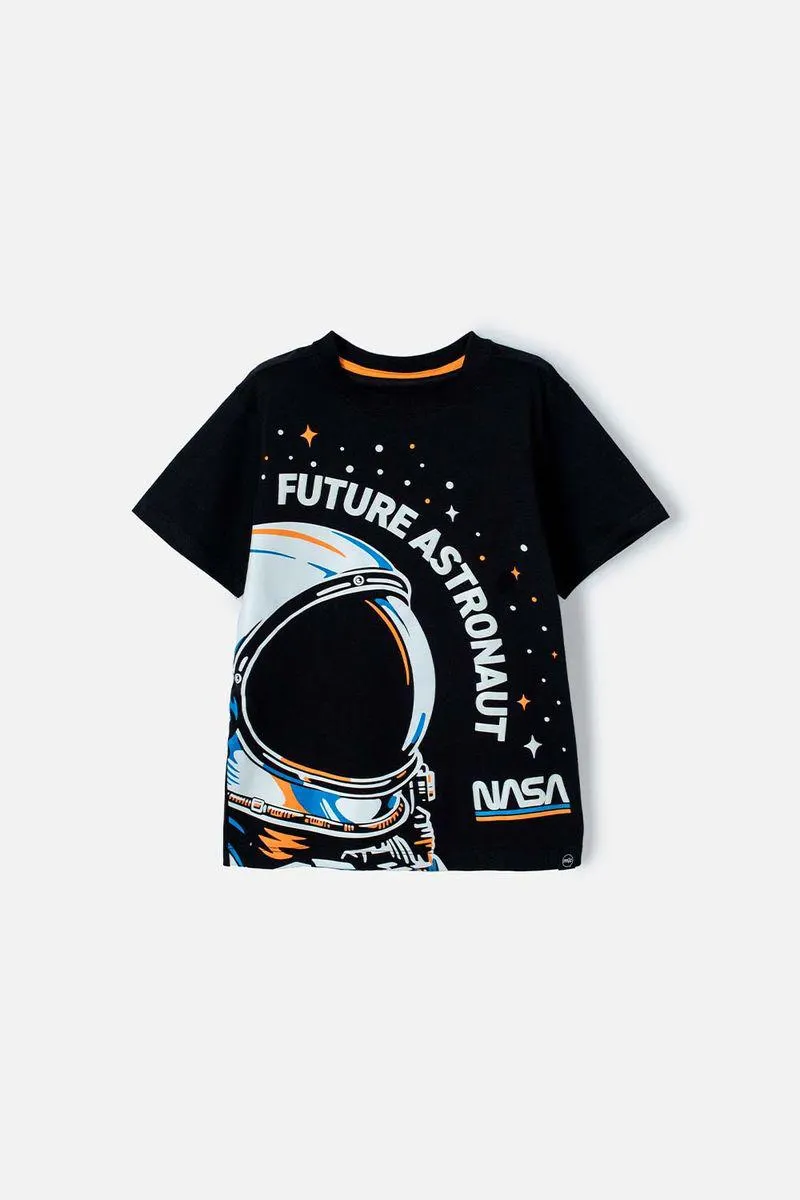 Camiseta de la Nasa negra manga corta para niño