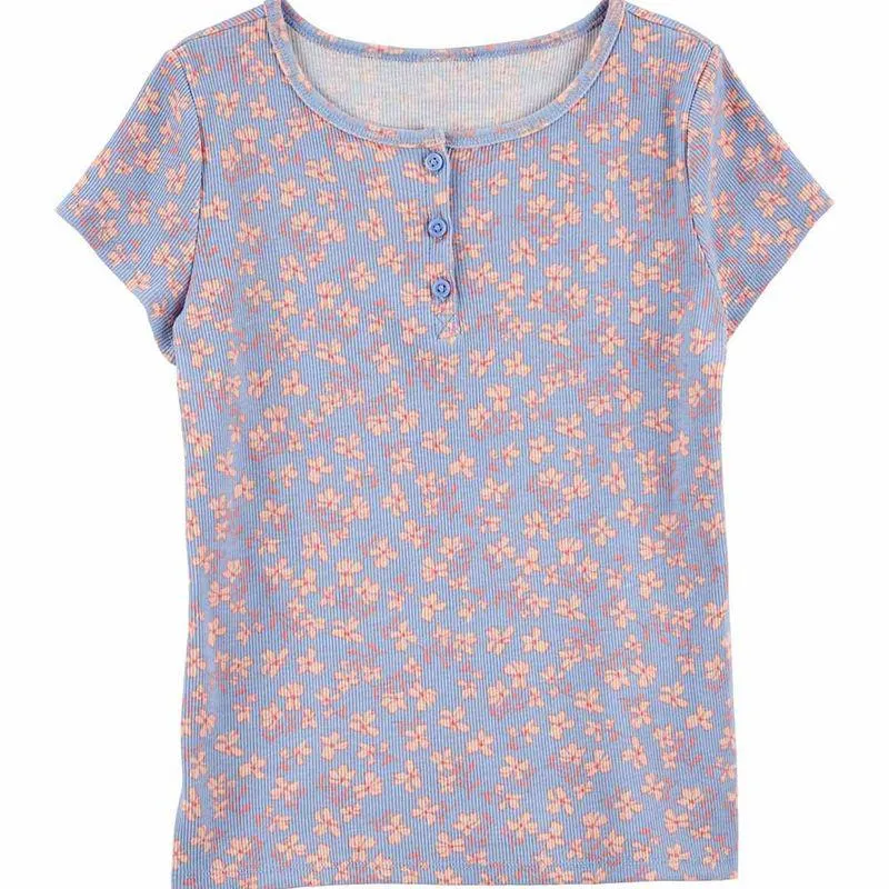 Blusa Azul Flores Niña