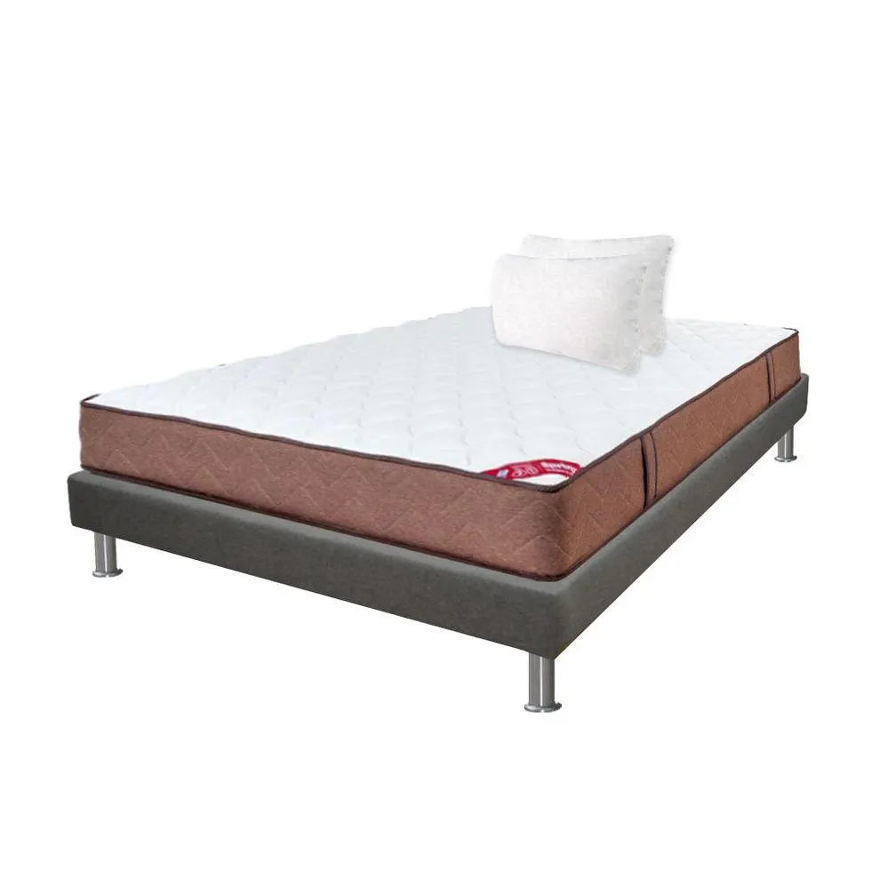 Combo Colchón Special Dream + Base Milan Gris + Almohadas Semi Doble