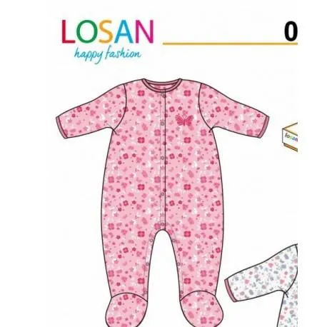 PIJAMA NIÑA FUCSIA ESTAMPADO DE FLORES LOSAN REF 018-P002AL