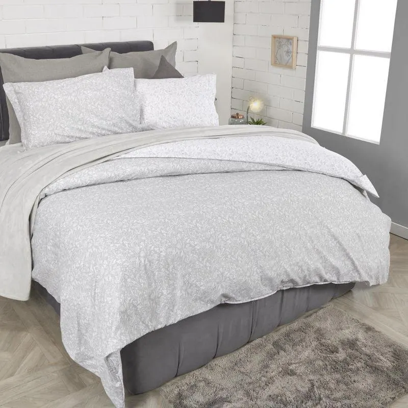 Forro para Plumón en tela 144 hilos estampado Herbal gris plata