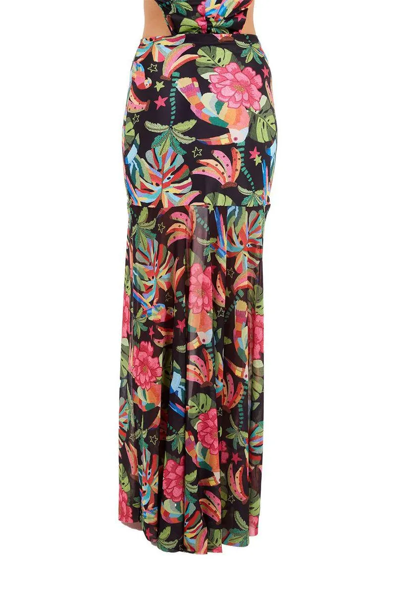 Falda Larga Estampado Negro para mujer Raina