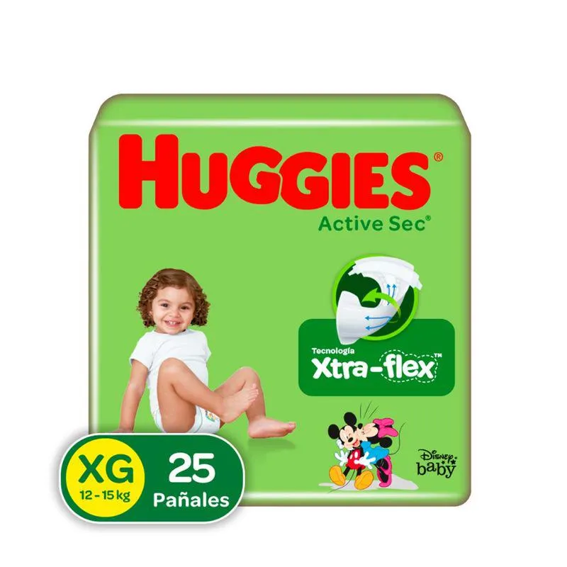 Panal Huggies Active Sec Talla Xg Pqte X 25 Und