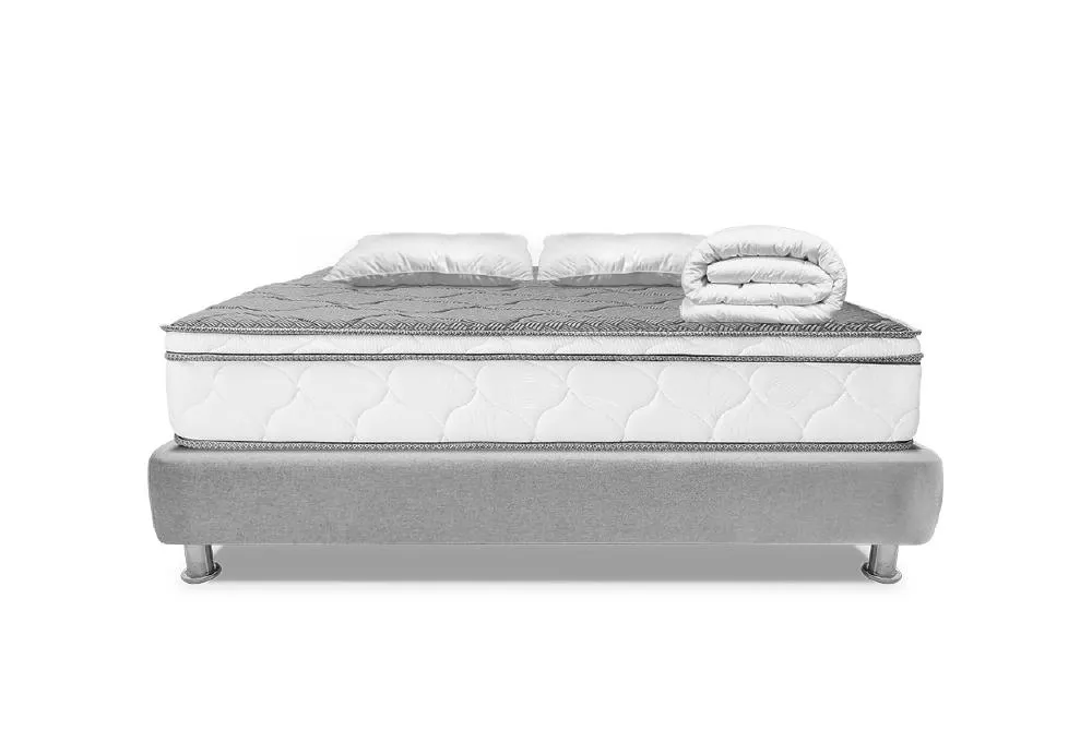 Combo Colchón Espuma Silver Mid + Base Cama + Almohada + Protector
